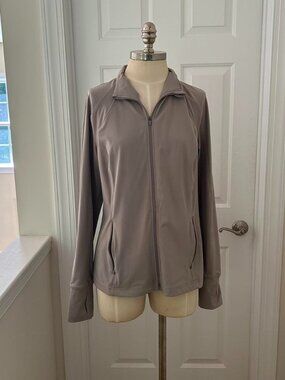 Avia brown grey zip up jacket with thumb holes Size L
